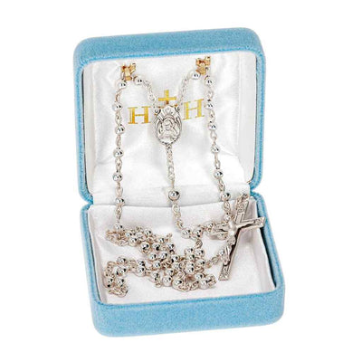 Sacred Heart of Jesus Scapular Center Rosary with INRI crucifix and high polished 4mm sterling silver round beads in gift box (view 13)