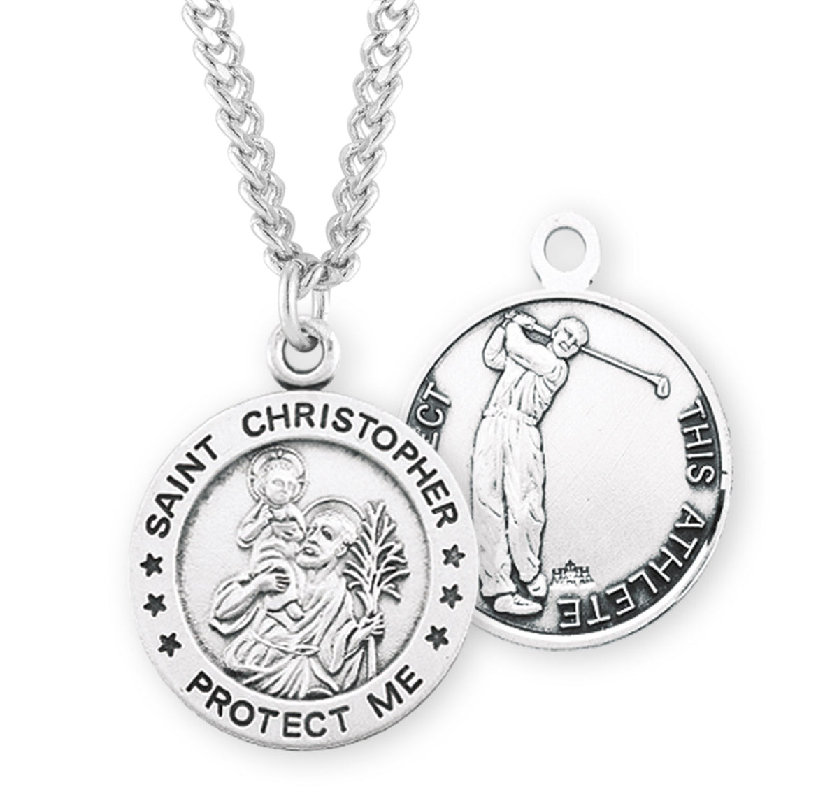 HMH St Christopher Round Sterling Silver Golf Male Athlete Medal