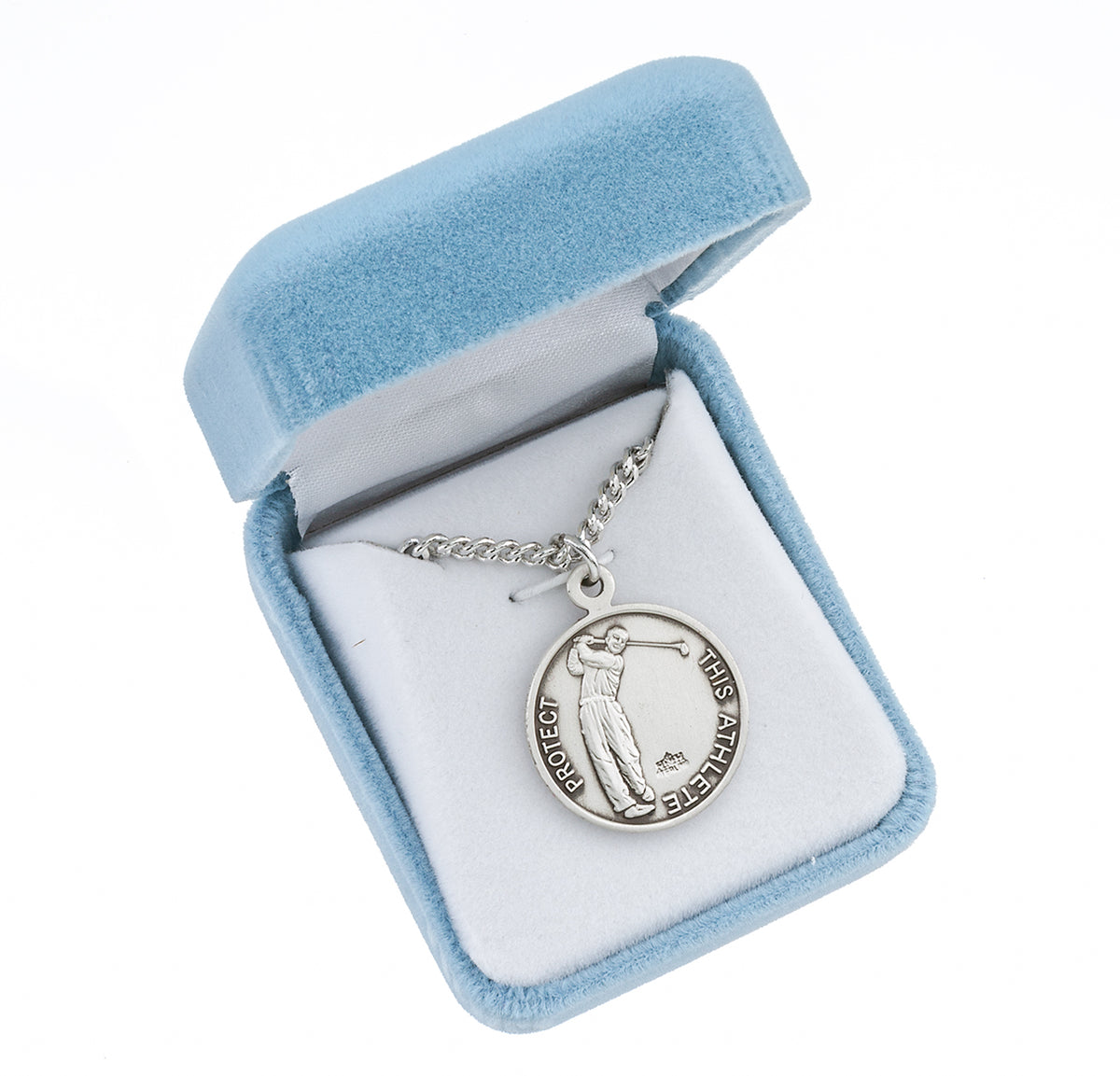 HMH St Christopher Round Sterling Silver Golf Male Athlete Medal in Box