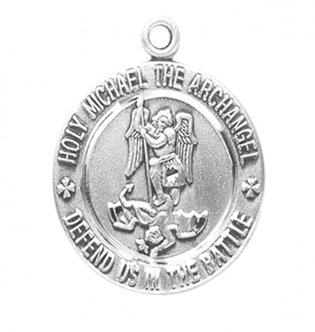 Back of HMH Religious Coast Guard Sterling Silver St Michael Medal Necklace,