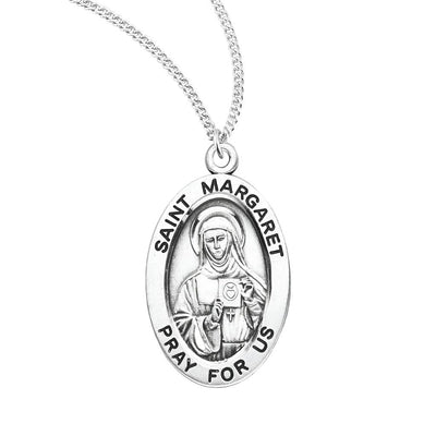 St Margaret Mary Alacoque Oval Sterling Silver Medal Necklace, HMH Religious