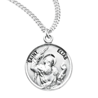 St. Elias sterling silver medal with 20" Chain, HMH Religious
