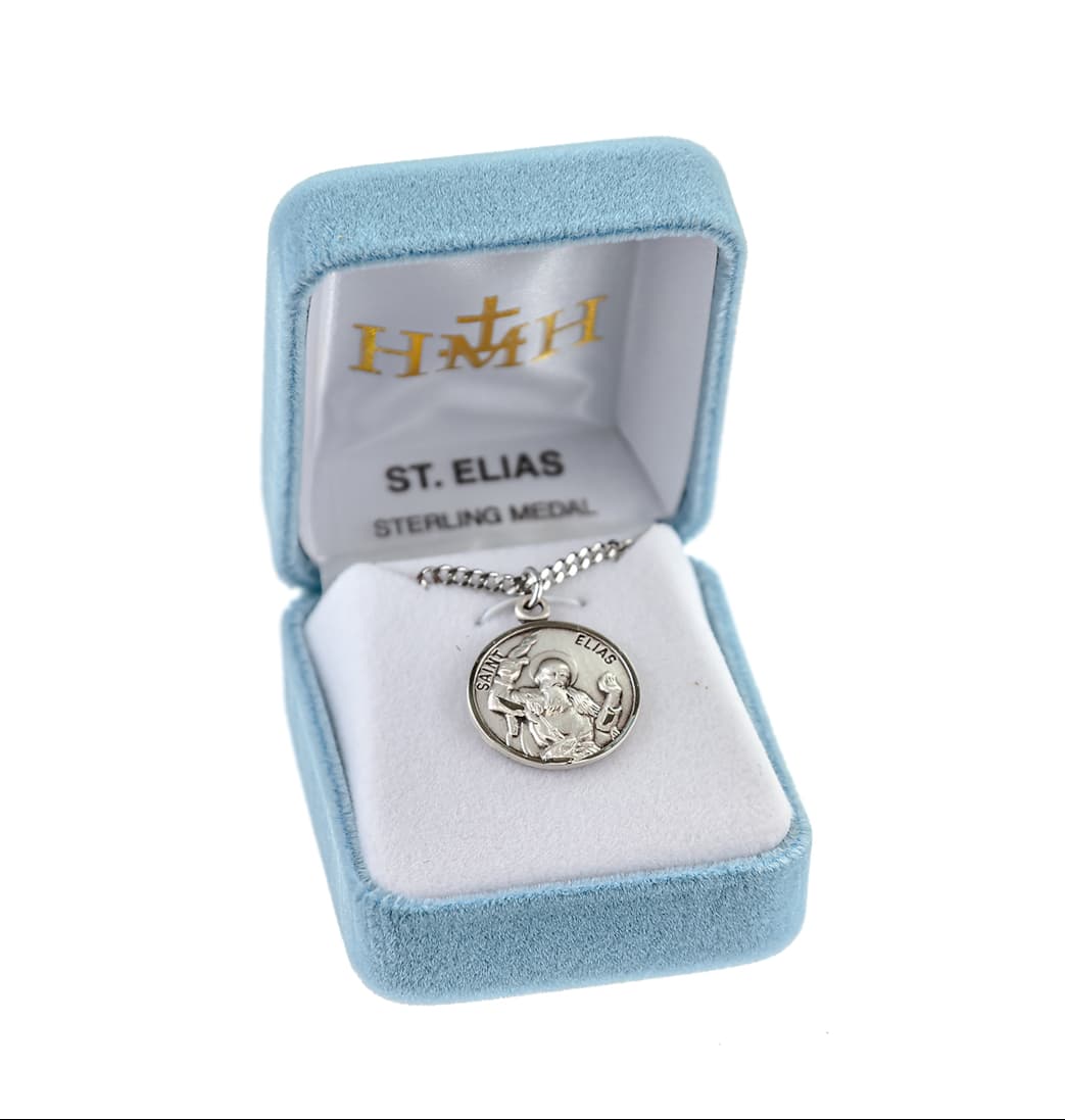 HMH Religious St Elias Round Sterling Silver Medal in Gift Box,