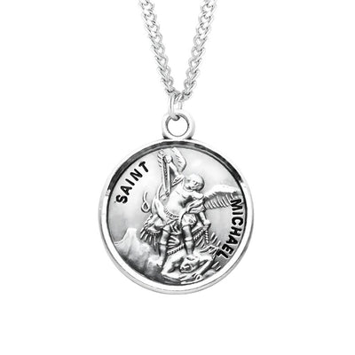 925 sterling silver St. Michael Round Sterling Silver Medal Necklace, HMH Religious