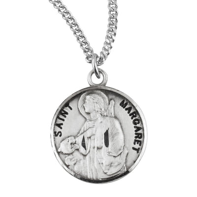 St. Margaret Mary Alacoque sterling silver medal with 18" chain, HMH Religious