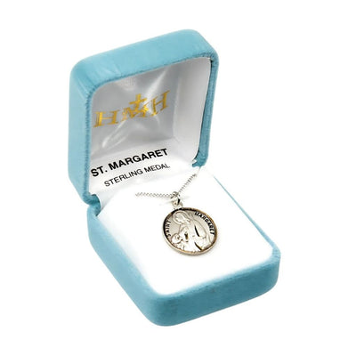 St. Margaret Mary Alacoque sterling silver medal with 18" Chain in gift box, HMH Religious