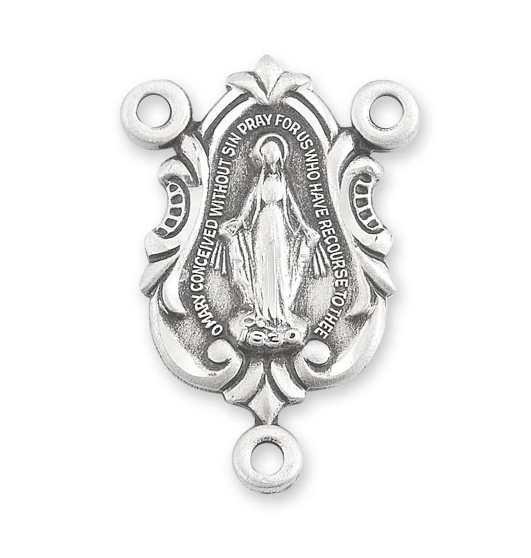 HMH Religious Fancy Miraculous Medal Sterling Silver Rosary Center Part,