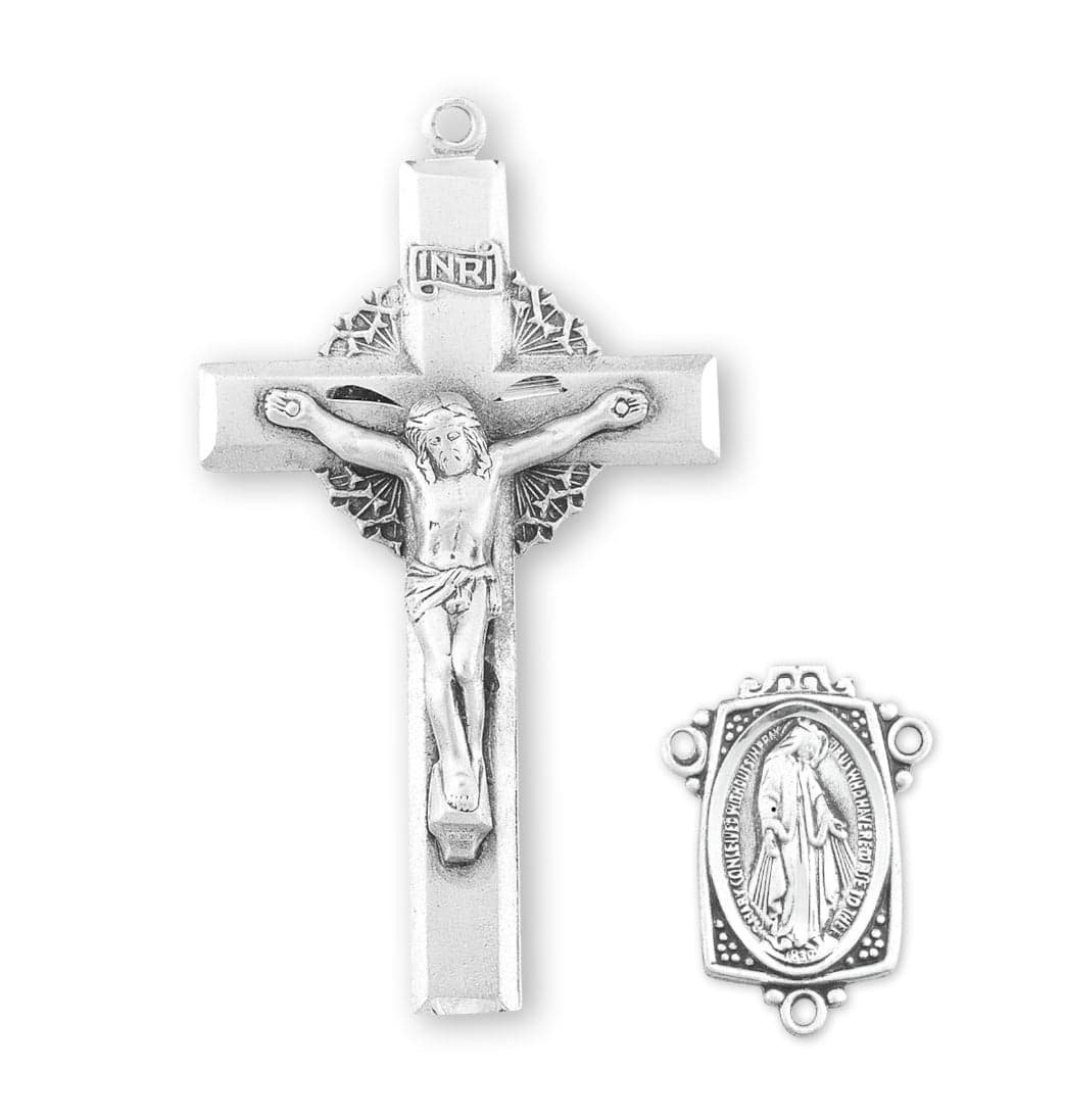 Sterling Silver Crucifix and Miraculous Center Rosary Making Set