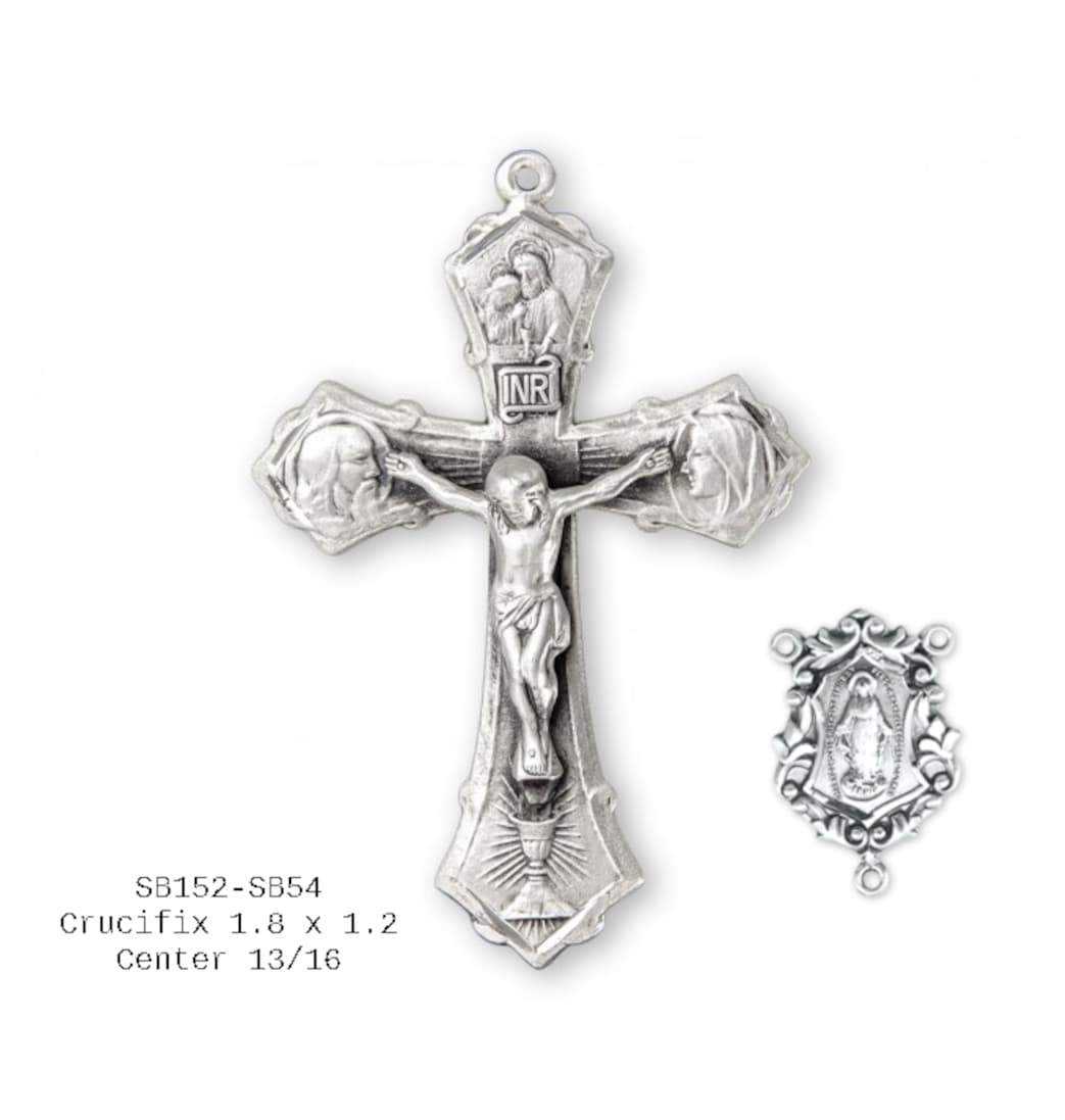 Holy Family Crucifix with Fancy Miraculous Medal Center, SB152-SB54,