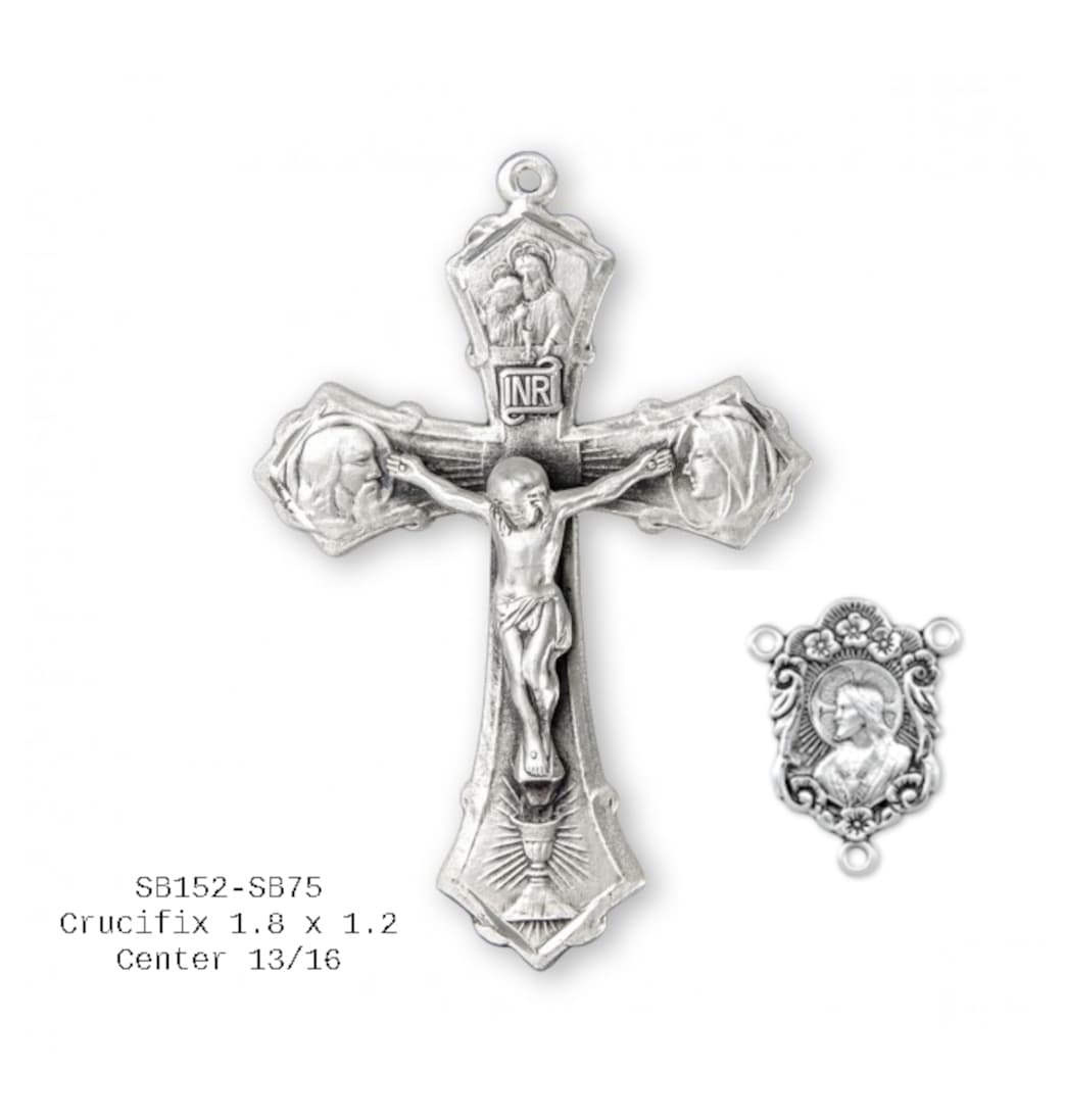 Handmade Angelite Holy Family Sterling Wire-Wrapped Rosary by Zina Marie, SB152-SB75 Crucifix and Center Options,