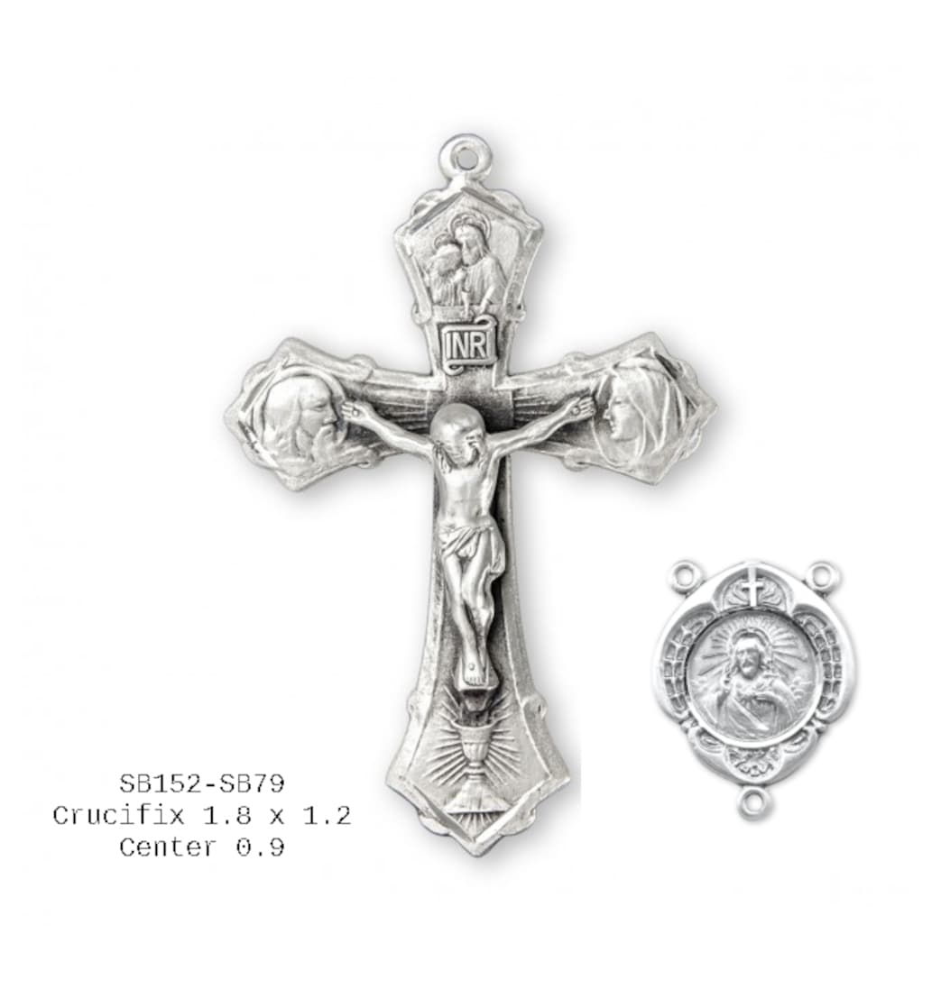 Holy Family Crucifix and Sacred Heart Scapular with Cross,SB152-SB79,