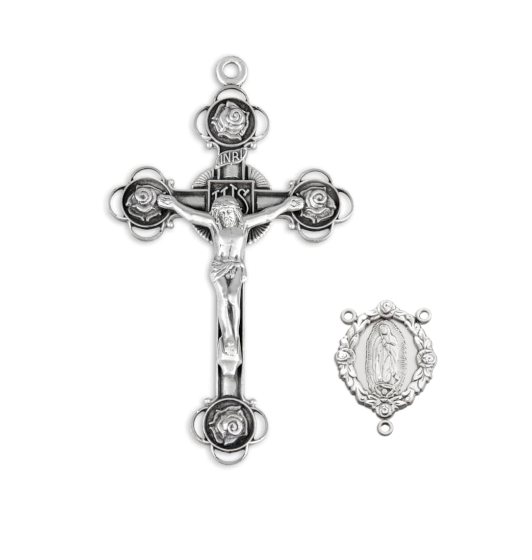 HMH Religious Rose Crucifix and Guadalupe Centerpiece Rosary Making Set,