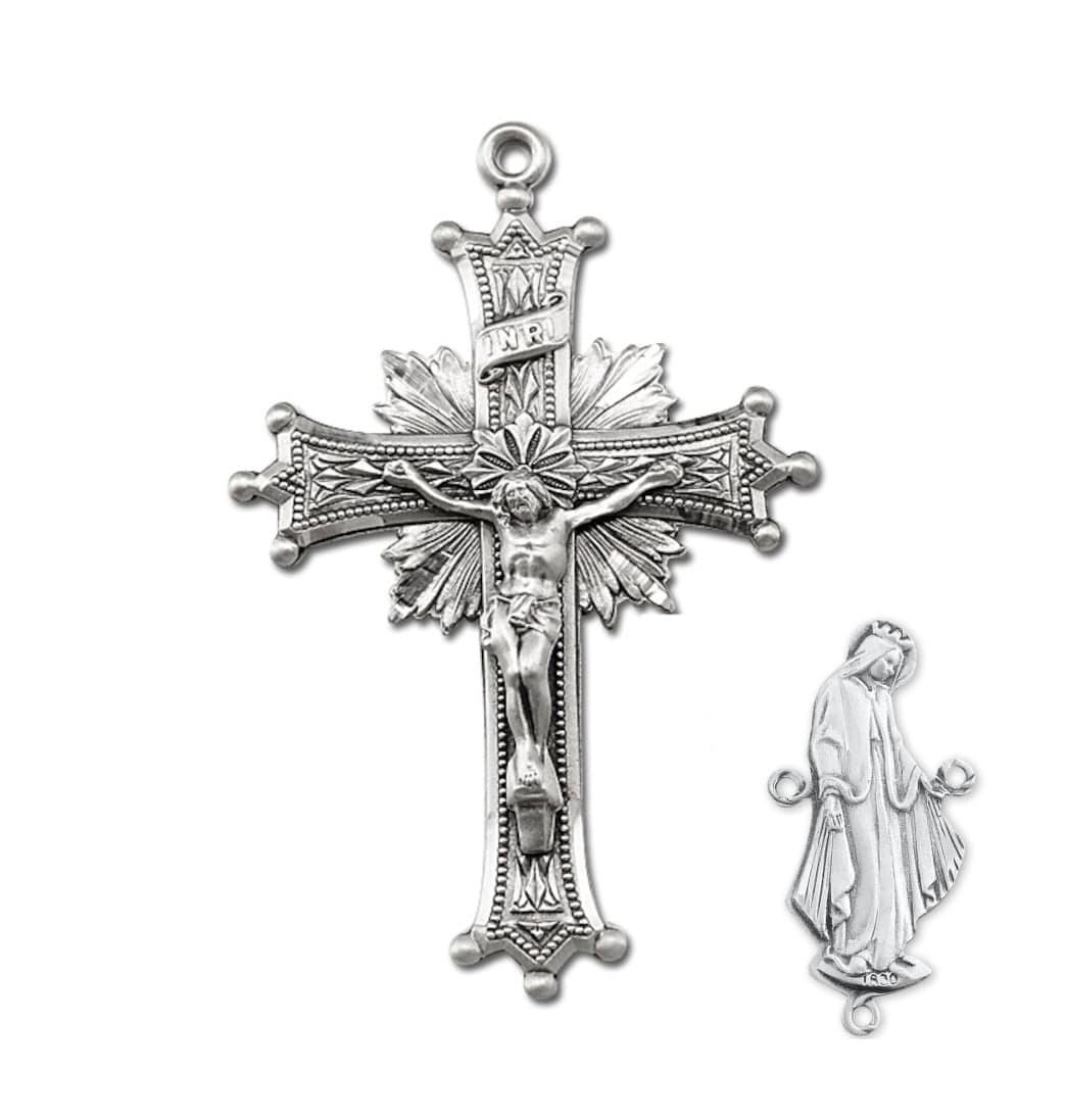 Sun Burst Crucifix and Miraculous Figure Center Rosary Making Set,