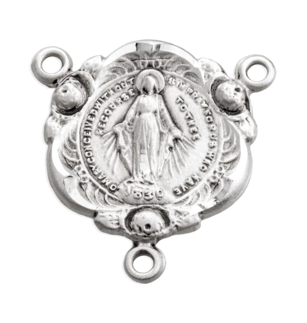 Small Miraculous Medal Sterling Silver Rosary Center Part