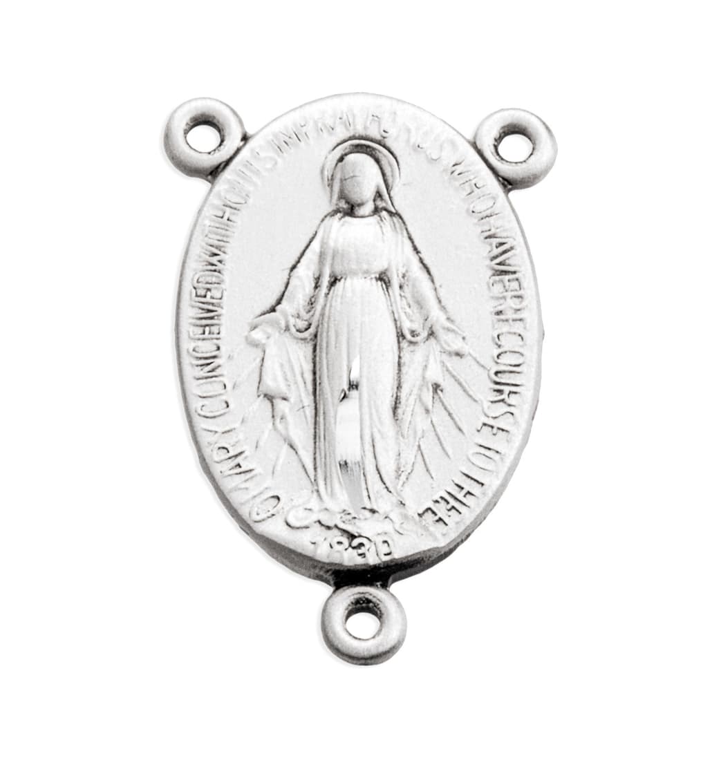 HMH Oval Miraculous Medal Sterling Silver Rosary Center Part