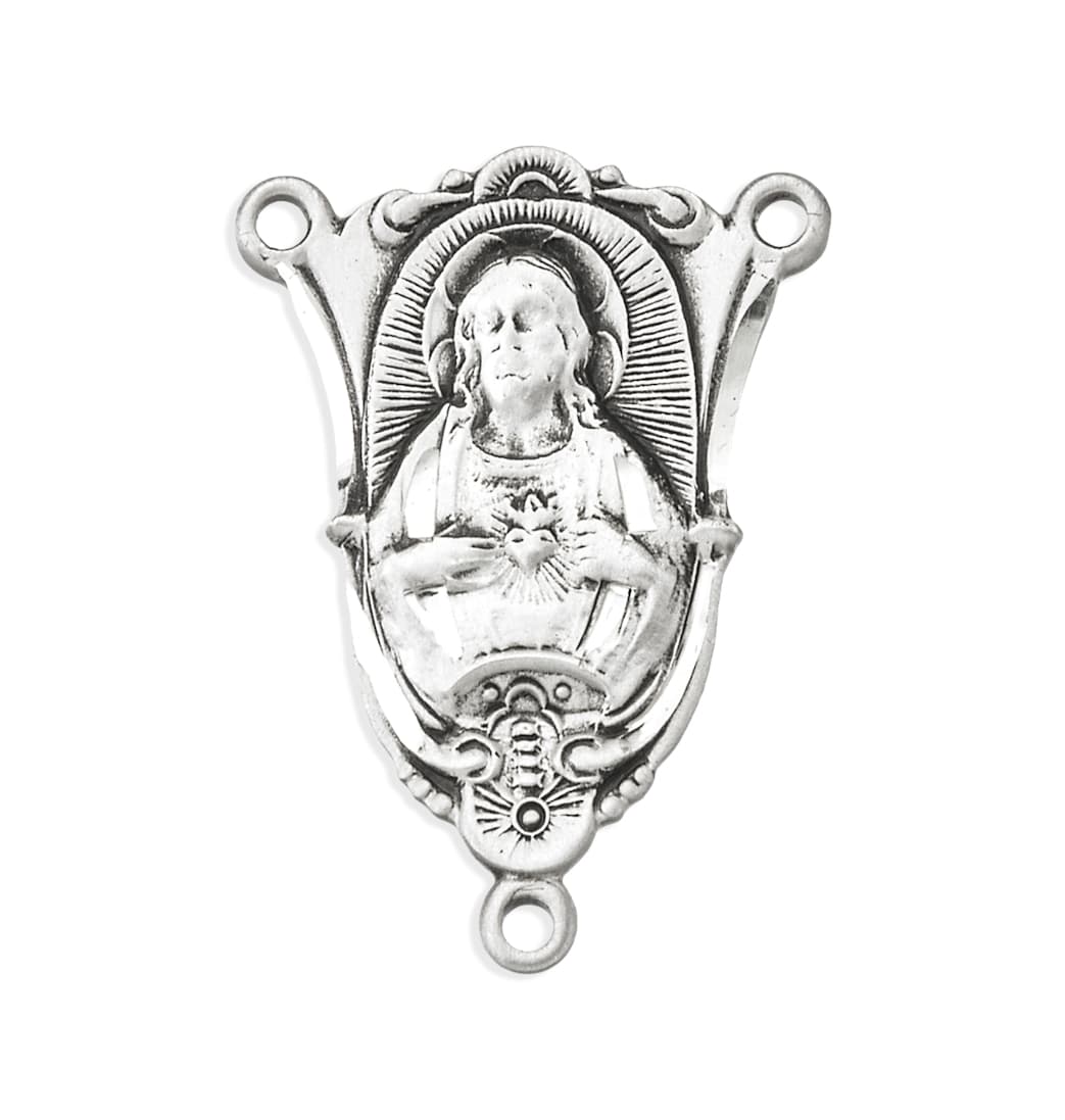 HMH Religious Sacred Heart Scapular Sterling Silver Rosary Center Part,