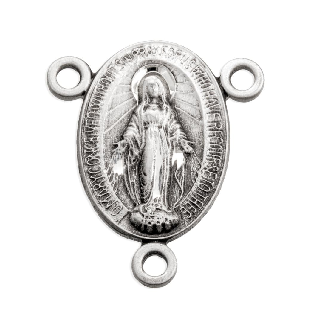 Miraculous Medal Oval Sterling Silver Rosary Center Part