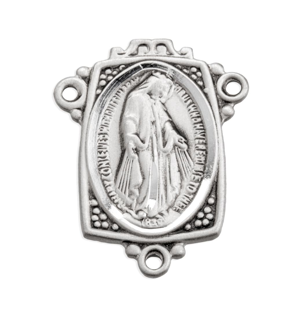 HMH Fancy Miraculous Medal Sterling Silver Rosary Center Part