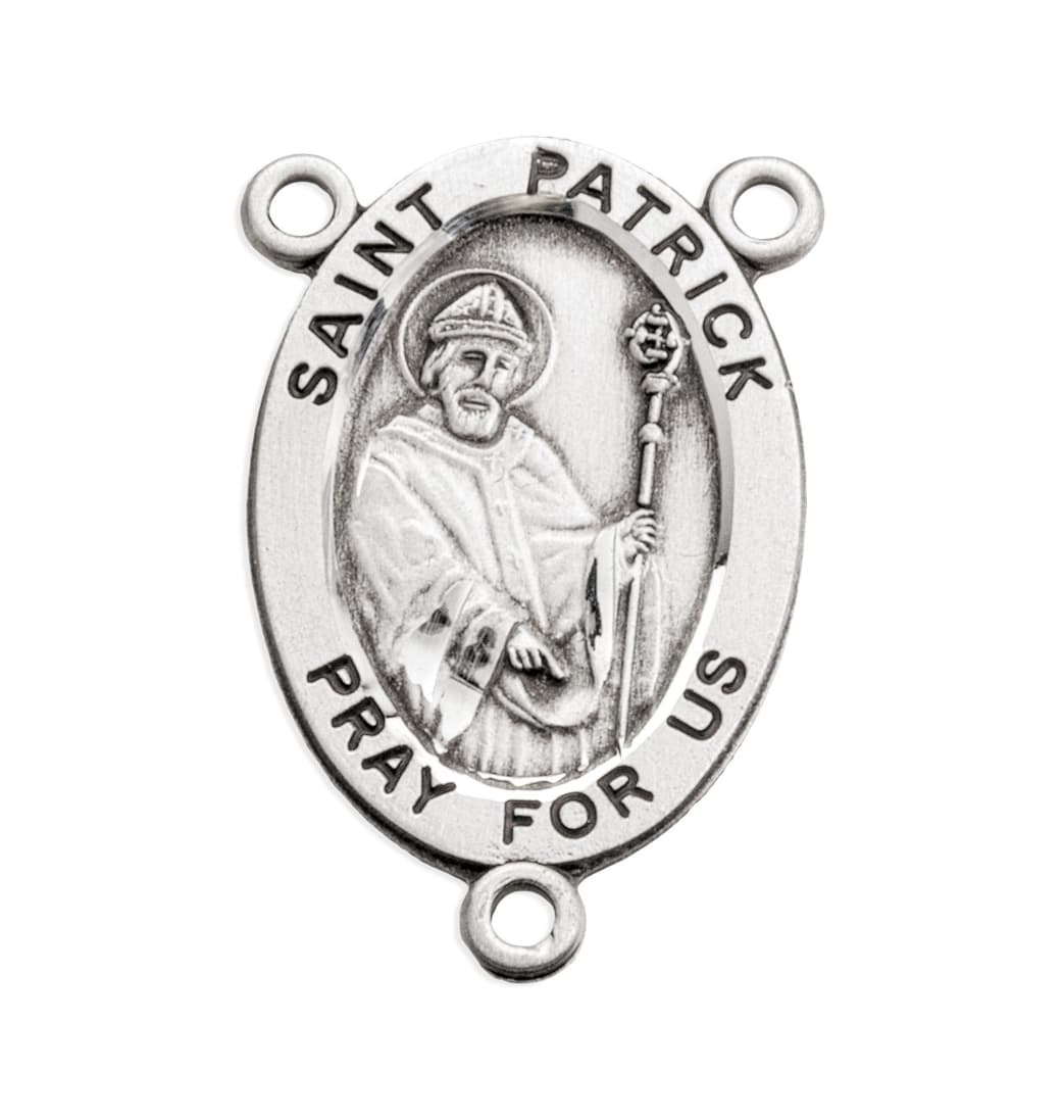 HMH Religious Oval St Patrick Sterling Silver Rosary Center Part,