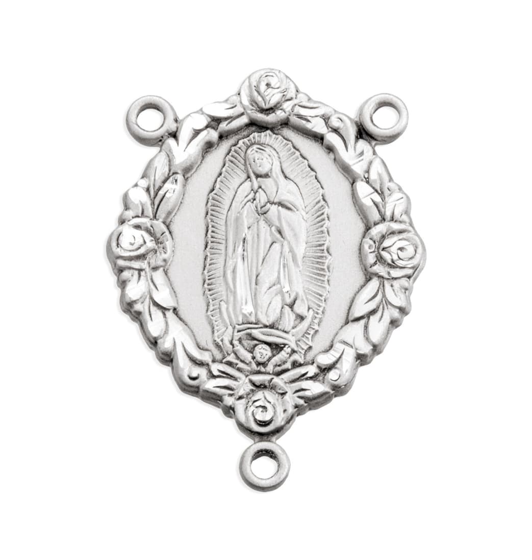 HMH Religious Rose Our Lady of Guadalupe Sterling Silver Rosary Center Part,