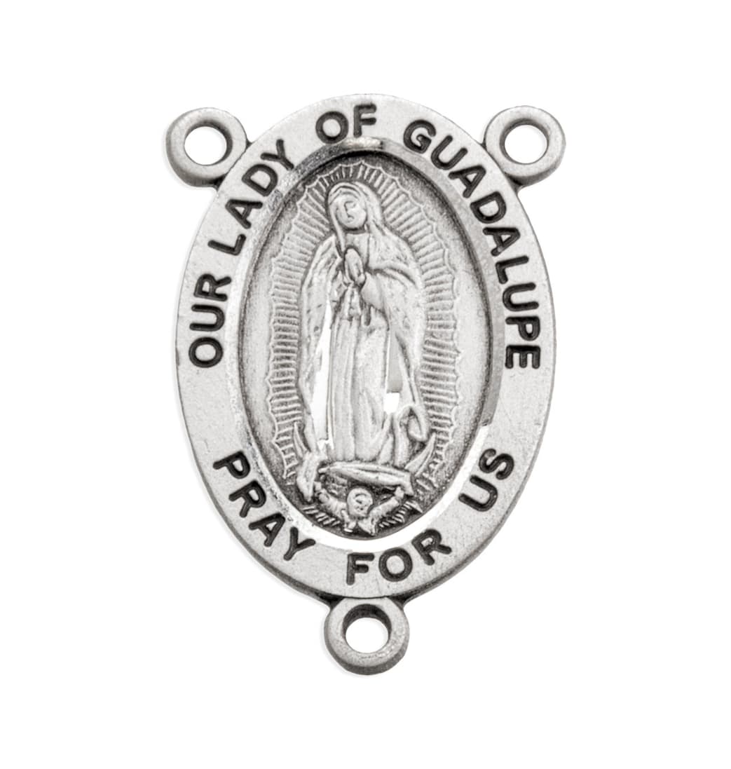 Oval Our Lady of Guadalupe Sterling Silver Rosary Center Part