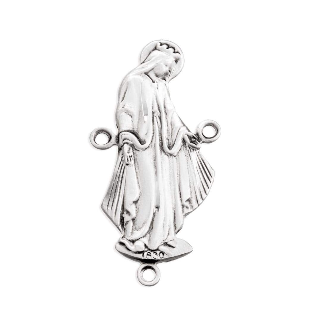 HMH Religious Our Lady of Grace Figure Sterling Silver Rosary Center Part,