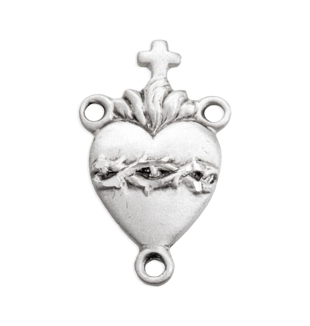 HMH Religious Sacred Heart of Jesus Sterling Silver Rosary Center w/Cross,