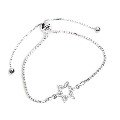 Sterling silver Star of David bracelet adorned with sparkling cubic zirconia stones, Singer Company