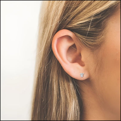 Close-Up of .925 Sterling Silver Angel Earrings with Polished Finish, Singer Company