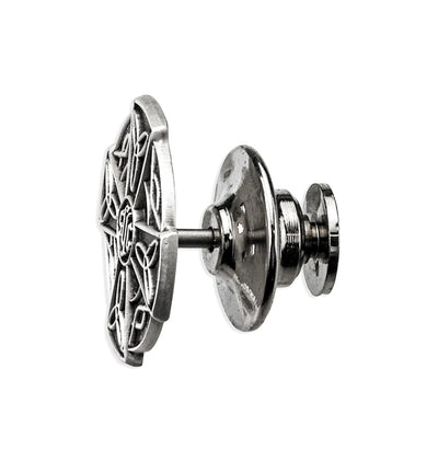 Side View Irish Celtic Knots Cross Sterling Silver Lapel Pin w/Deluxe Screw, HMH Religious