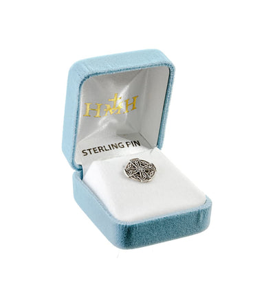 Irish Celtic Knots Cross Sterling Silver Lapel Pin w/Deluxe Screw in Gift Box, HMH Religious
