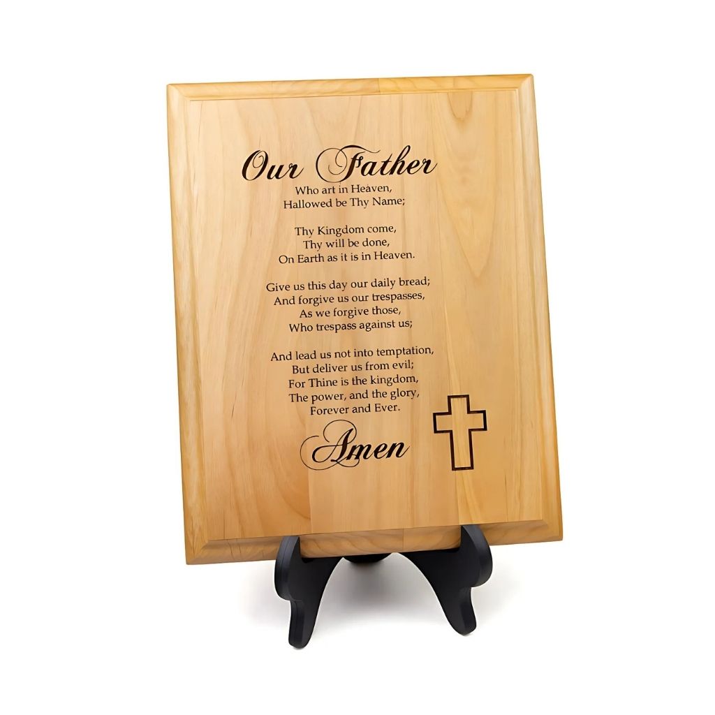 The Lord's Prayer Alder Wood Plaque with Stand by Singer Company