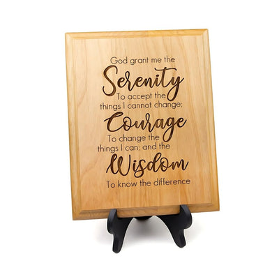 The Serenity Prayer Wood Plaque with Stand, Singer Company