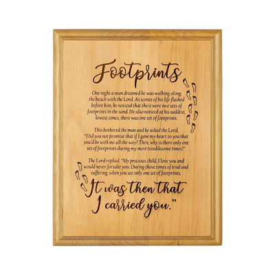 Footprints in the Sand Wood Poem Plaque with Stand in Gift Box, Singer Company