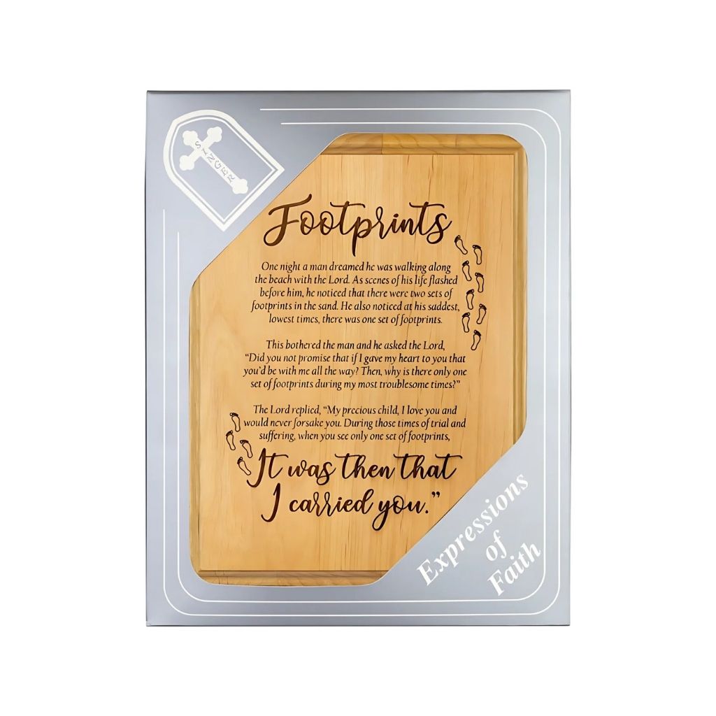 Footprints in the Sand Poem Wood Plaque in Gift Box by Singer Company