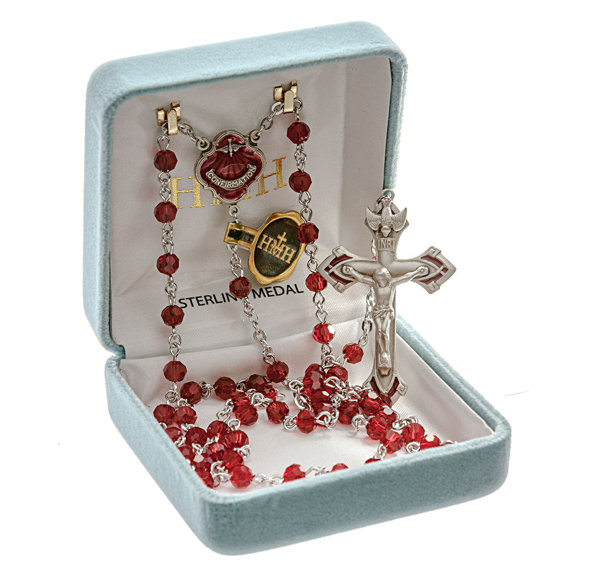 HMH Confirmation Confirmation Ruby Crystal Rosary in Box