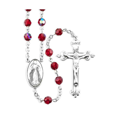 Sterling Silver Crystal Jesus Divine Mercy Chaplet Rosary, HMH Religious