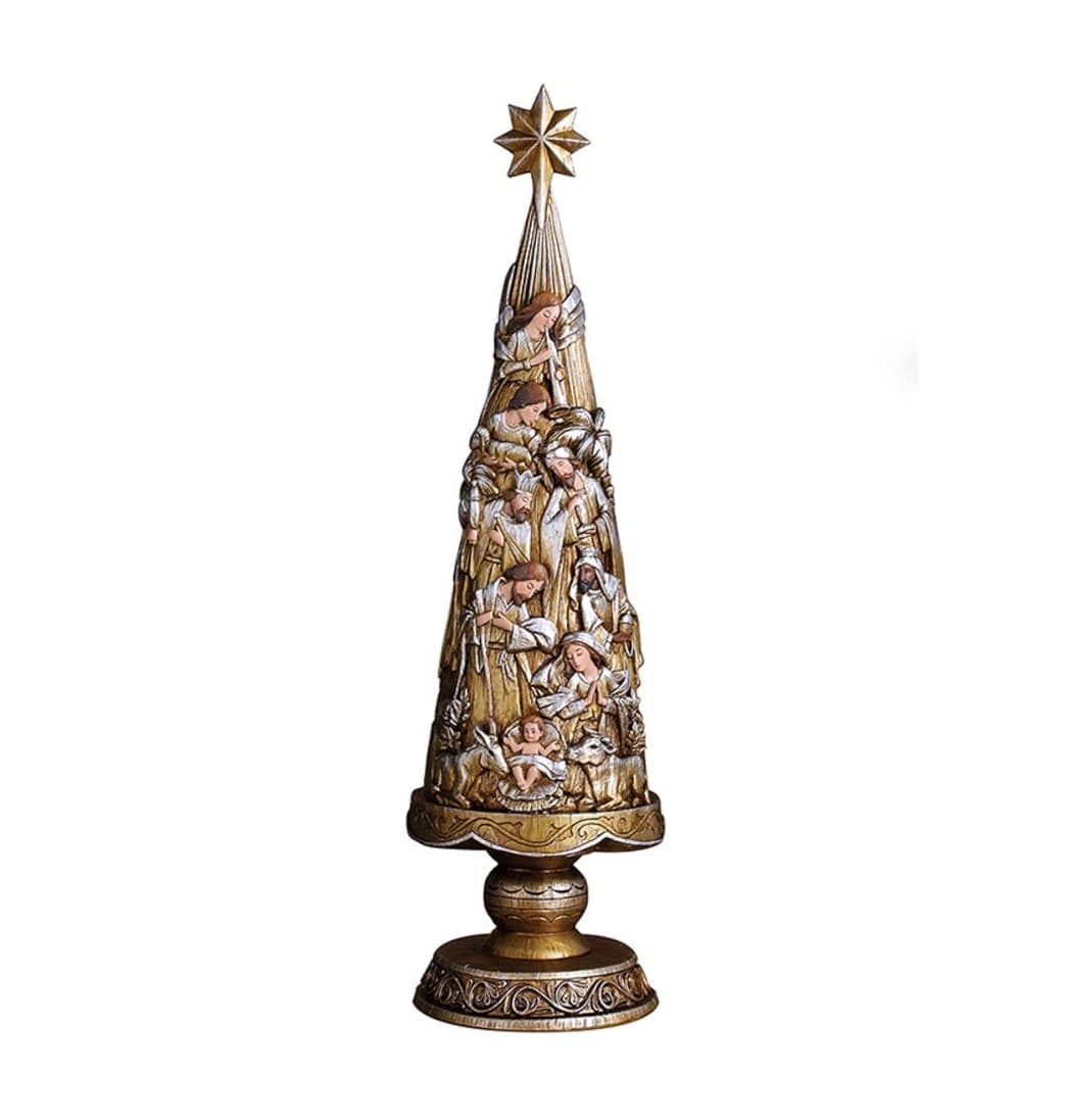 Avalon Gallery Metallic Nativity Christmas Tree Figurine,