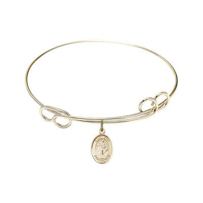 St. Ann 14kt Gold-filled Charm with a Double Loop Gold-Plated Bangle Bracelet, Charm Size: 1/2 x 1/4, Gift Box, Bliss Manufacturing