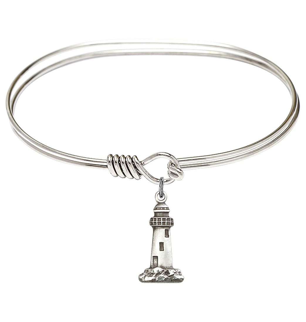 Bliss Sterling Silver Lighthouse Oval Eye Hook Bangle Bracelet,