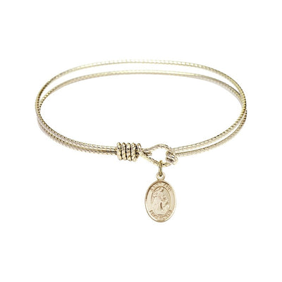 St. Ann 14kt Gold-filled Charm with a Twist Design Gold-Plated Bangle Bracelet, Charm Size: 1/2 x 1/4, Gift Box, Bliss Manufacturing