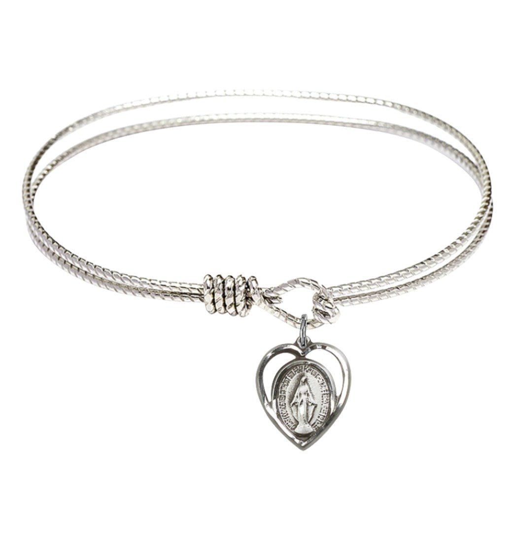 Bliss Sterling Silver Miraculous Heart Twist Eye Hook Bangle Bracelet