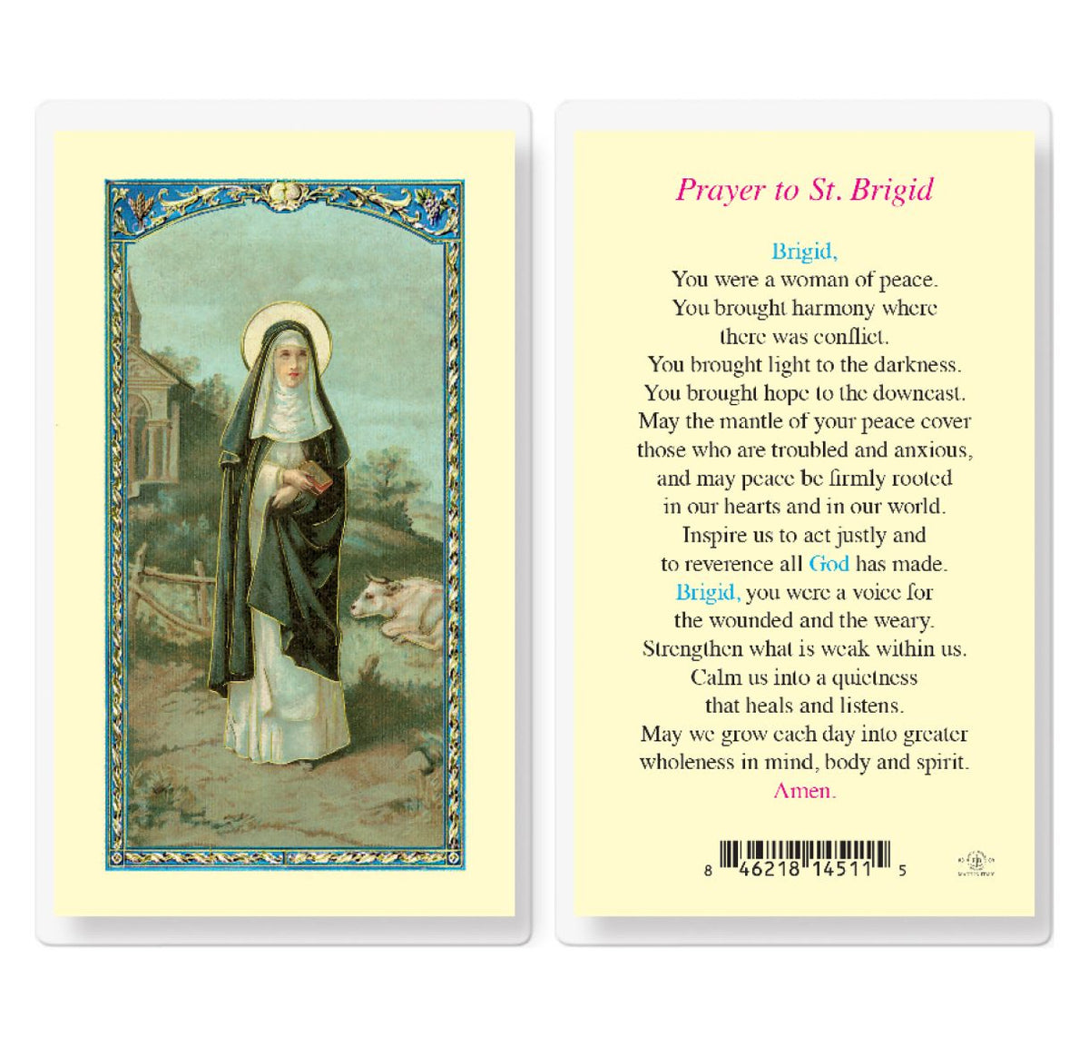 Fratelli Bonella St Brigid of Ireland Prayer Laminated Holy Cards 25pcs