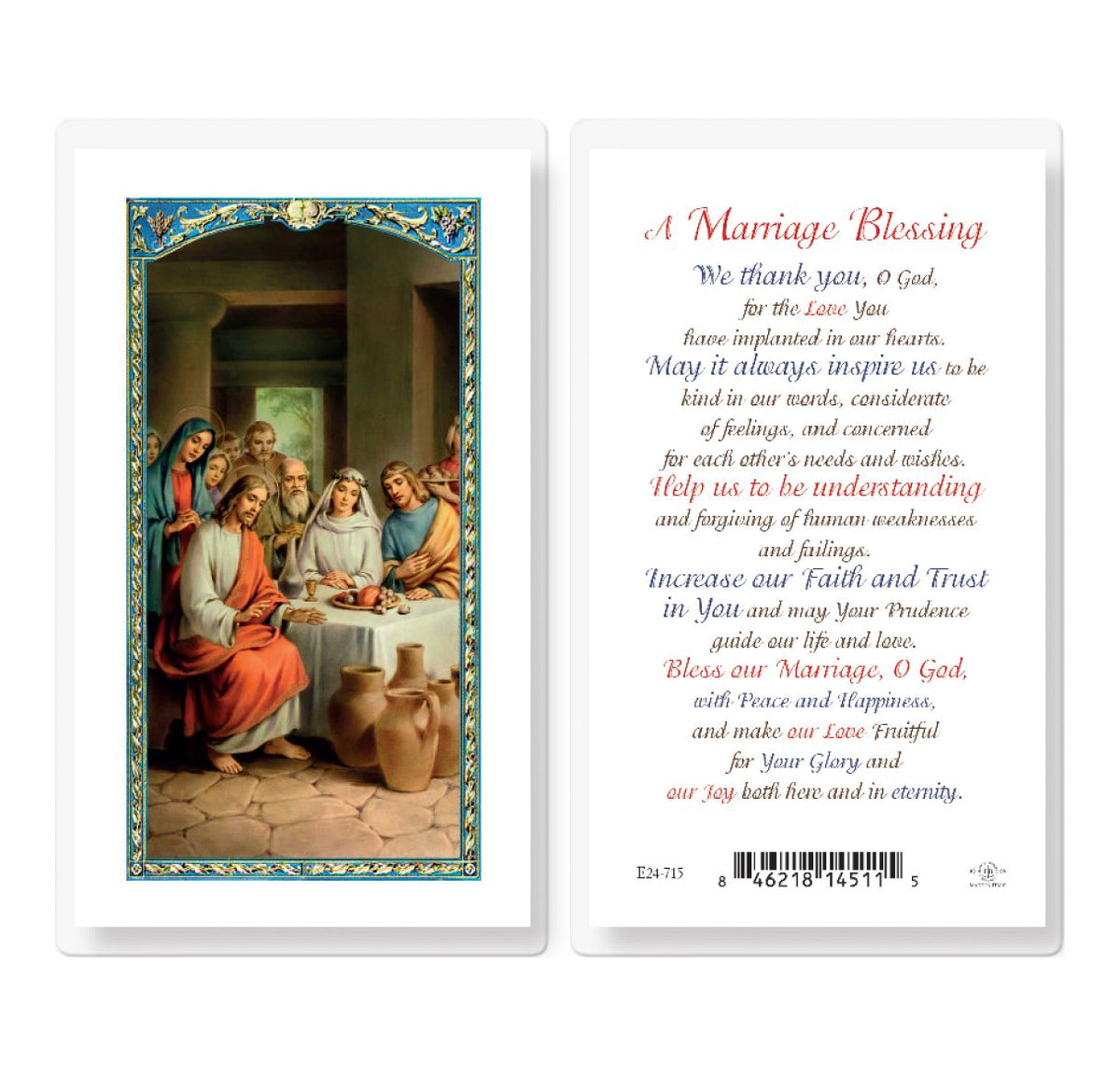 Marriage Blessing Prayer Laminated Holy Cards 25pcs