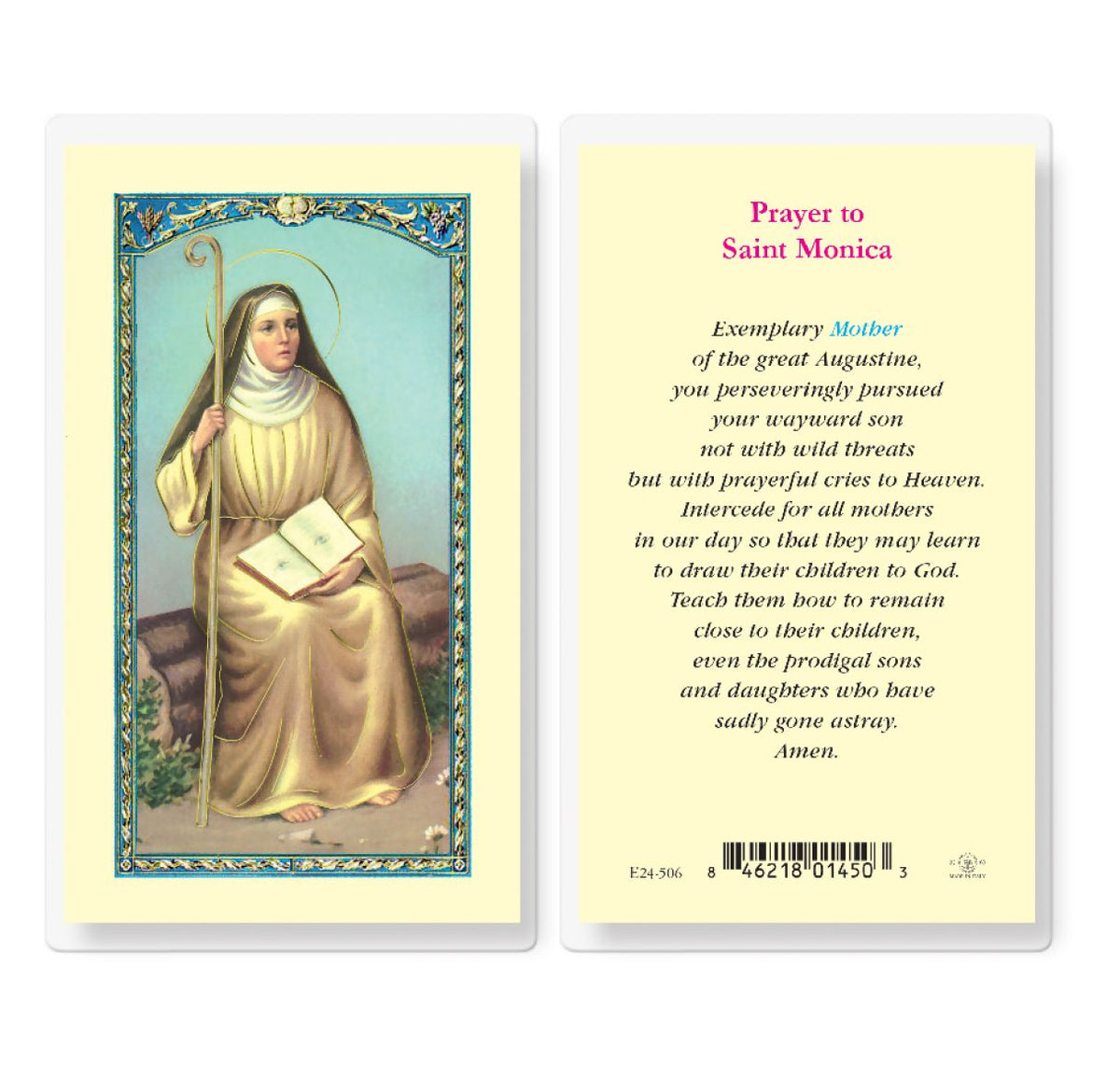 Fratelli Bonella St Monica Prayer Laminated Holy Cards 25pcs