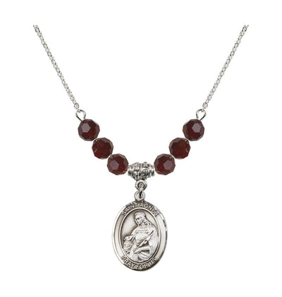 St. Agnes Sterling Silver Birthstone Crystal Necklace in Garnet, Bliss Manufacturing