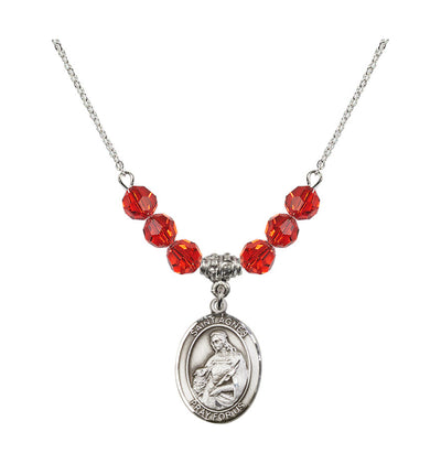 St Agnes of Rome Sterling Silver 6mm Beaded Necklace in Ruby, Bliss Manufacturing