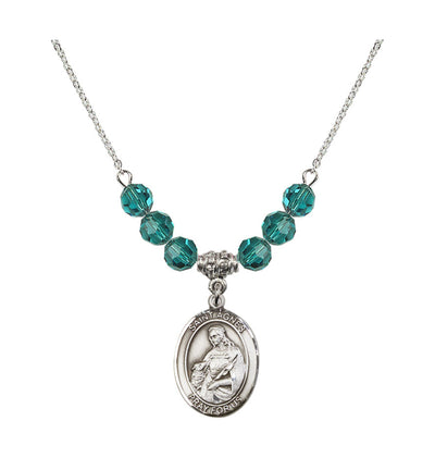 St Agnes of Rome Sterling Silver 6mm Beaded Necklace in Zircon, Bliss Manufacturing