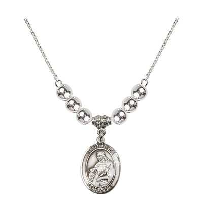 St Agnes of Rome Sterling Silver 6mm Beaded Necklace with Sterling Silver Beads, Bliss Manufacturing