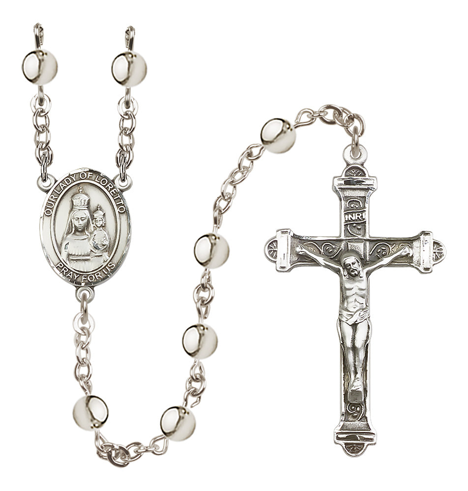 Our Lady of Loretto 6mm Silver-Plated Rosary